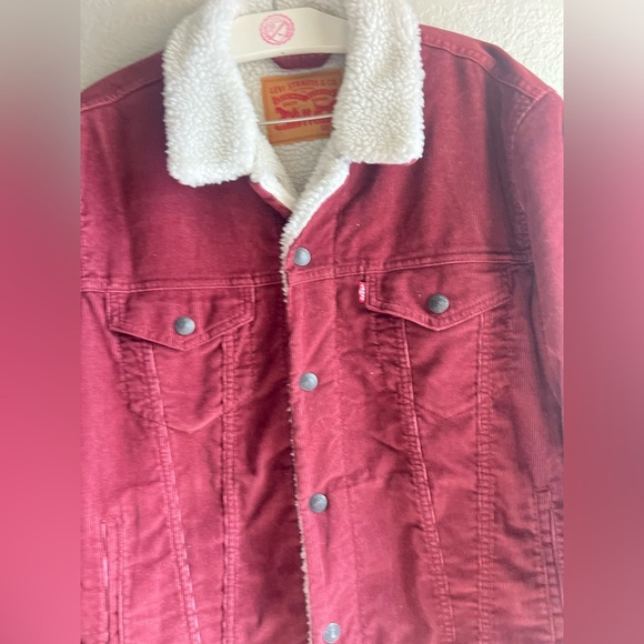 Levi's Mens Type III Sherpa Trucker Jacket Decadent Chocolate Corduroy Med - Picture 4 of 9